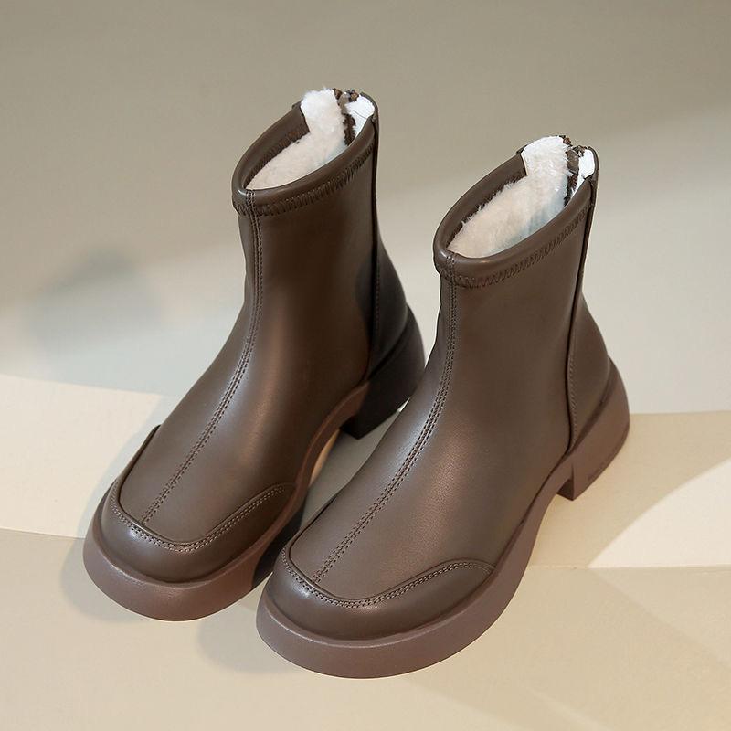 Fashion Snow Boots for Women 2025 New Model with Plush Warm Cotton Boots, Thick Soled Short Boots, Comfortable and Non Slip Ankle Boots