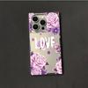 Transparente quadratische Rückseite Röhrenhülle Schutz für iPhone 13 12 11 14 Pro Max 15 Plus 16 ProMax Anti-Sauerstoff, Rosa Rosen Muster Hülle