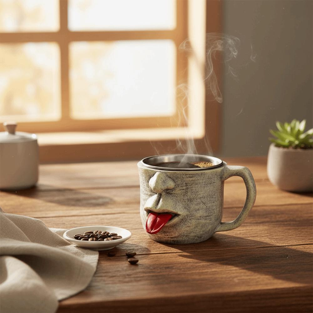 Resin Teasing Facial Mug Fun Hot Cold Beverage Cup Shaking Tongue Coffee  Cup  For Home Office