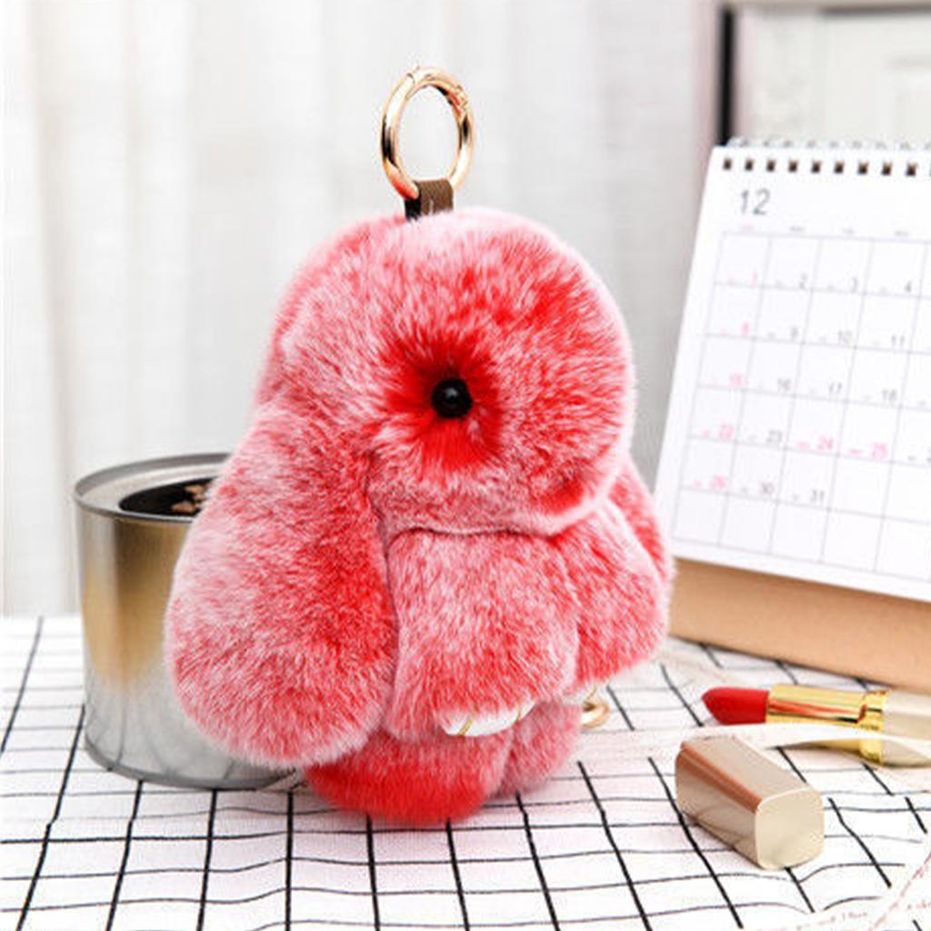 15cm Fluffy Bunny Keychain Rabbit Fur Keychain Women Bag Car Key Chain Pendant Decoration Jewelry Bags Hangings Accessories Gift