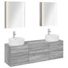 5 Piece Bathroom Furniture Set Gray Sonoma Engineered Wood and Glass