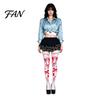 Eye Catching Horror Theme Outfit Halloween Blood Print Costume for Women, Scary Apron, Hooded Zombie Party Dress with Stains Cloak, Stockings Outfits