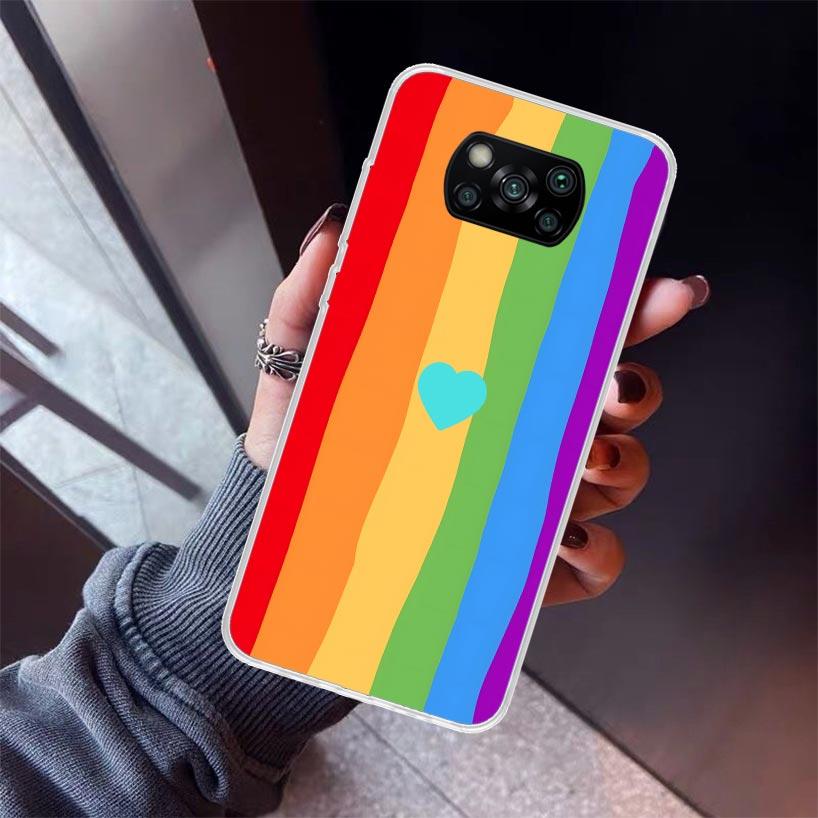 Rainbow Gradient Love Phone Case For Xiaomi Poco X5 X6 X7 Pro F7 Ultra M7 Redmi 15C 15 13C 13 12C 12 10 10C 10A 9 9C 9T 9A Cover