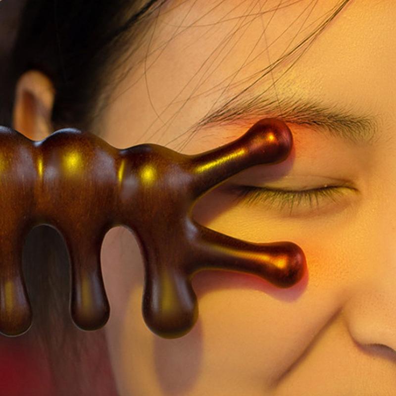 Wood Therapy Massage Comb Head Face Scalp Gua Sha Massager Natural Facial Sandalwood Wide Tooth Guasha Scraping Body Massage