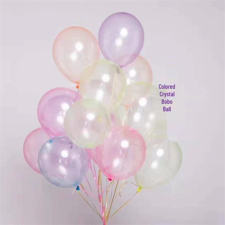 10-Inch Colorful Transparent Crystal Bobo Latex Balloon for Party Decoration