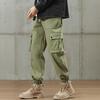 Men's Solid Color Overalls Loose Fitting Drawstring Pants Trendy Multi Pocket Casual Pants