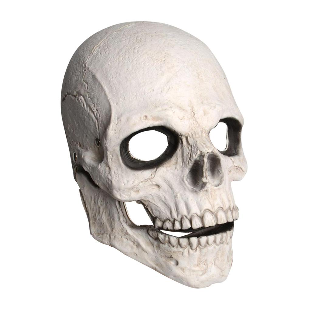 Maschera Teschio Realistica con Mascella Mobile Spaventosa Decorativa Casco in Lattice Casco Scheletro per Cosplay Costume Outdoor Adulto Carnevale