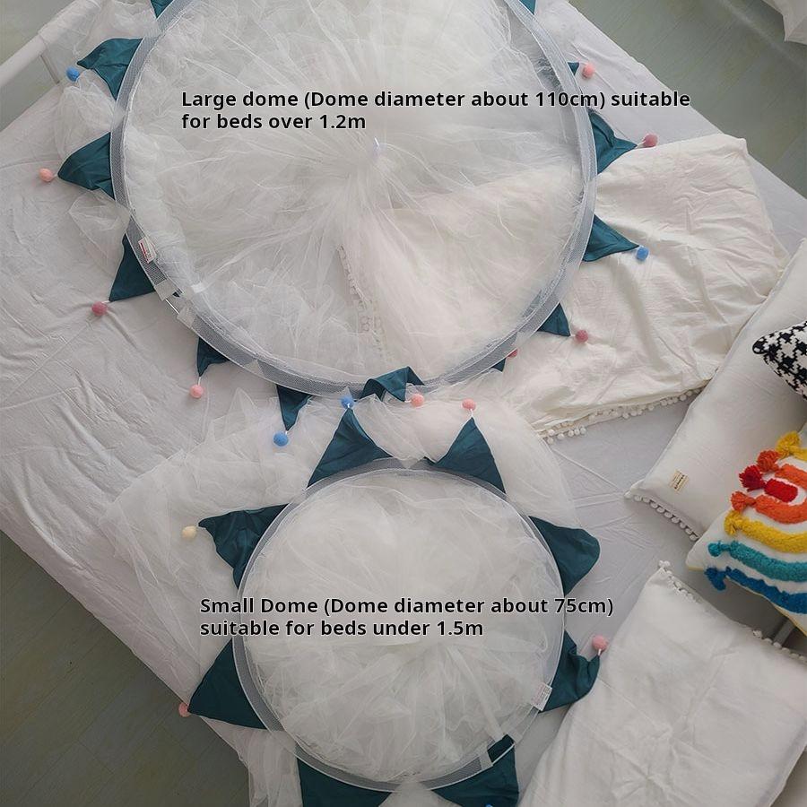 Dome Hanging Mosquito Net European Style Palace Bed Curtain Punch-free Installation Mosquito Net Simple Fur Ball Girl Bed Curtai