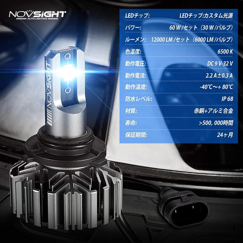 NOVSIGHT HB3 LED Headlight, For Harbeam, For Vehicle Inspection, 12,000 LM, Compatible with 60W