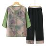 Summer 2026 New Chinese Style Outfit: Two-Piece Shirt and Trousers Set for Middle-aged and Elderly Women