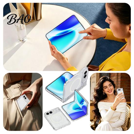 Durable Scratch Resistant Magnetic Glitter Case for IPhone Fold, Clear Phone Protector Shell, Shell Precise Cutout, Guard Anti-fall Protection MagSafe