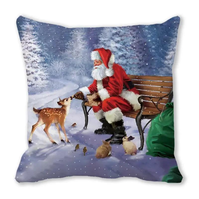 Christmas Decoration Pillow Case Sofa Cushion Cover Bedroom Room Dormitory Home   New Year Gift