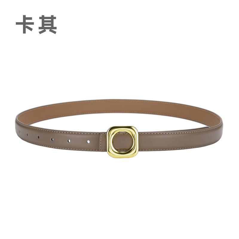 Four Seasons Available Belts Women'S Fashion Versatile Trendy Decoration Suit Leather Thin Belt Square Buckle Leather Ins Style Jeans Belt