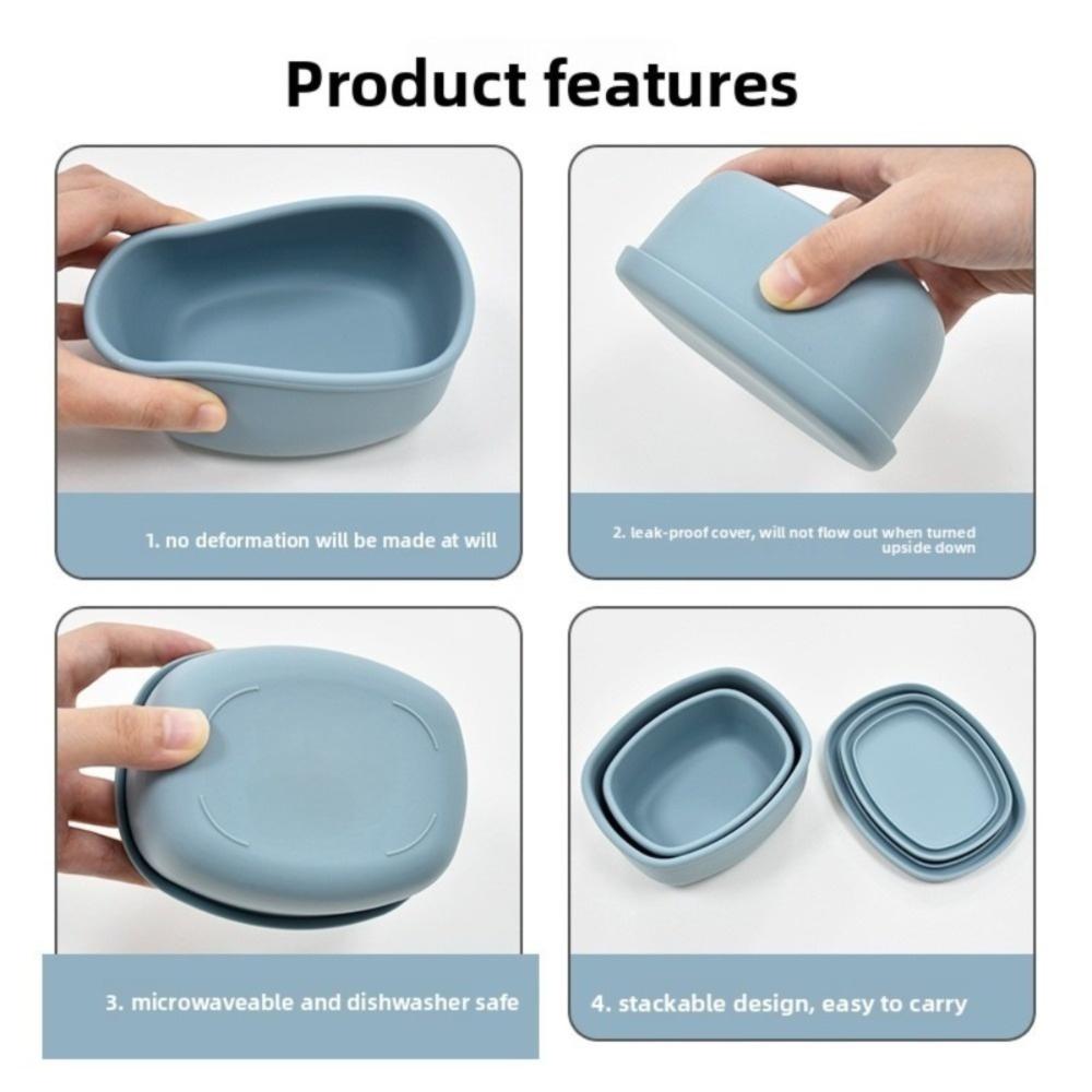 New Food Grade Silicone Lunch Box with Lid 200/300/600ML Microwave Oven Lunch Box Leak Proof Heat Resistant Storage Box Picnic