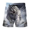 Mens Summer Beach Board Shorts Beach Boxer Trunks 3D Wolf Print Boardshorts Men Casual Short Bermudas Masculina