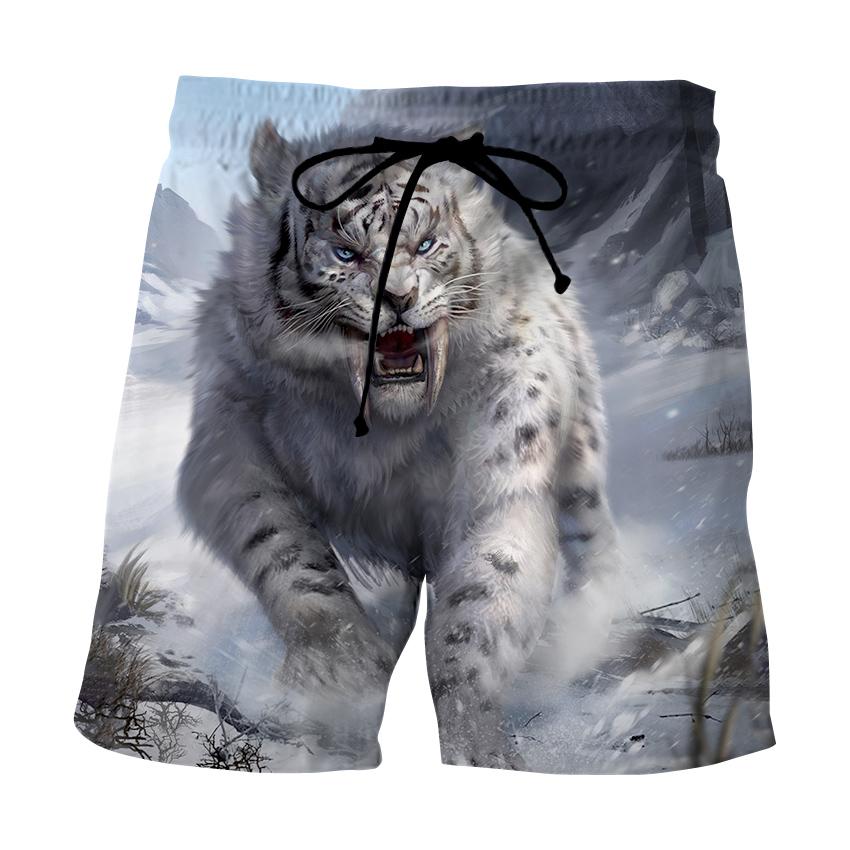 Mens Summer Beach Board Shorts Beach Boxer Trunks 3D Wolf Print Boardshorts Men Casual Short Bermudas Masculina