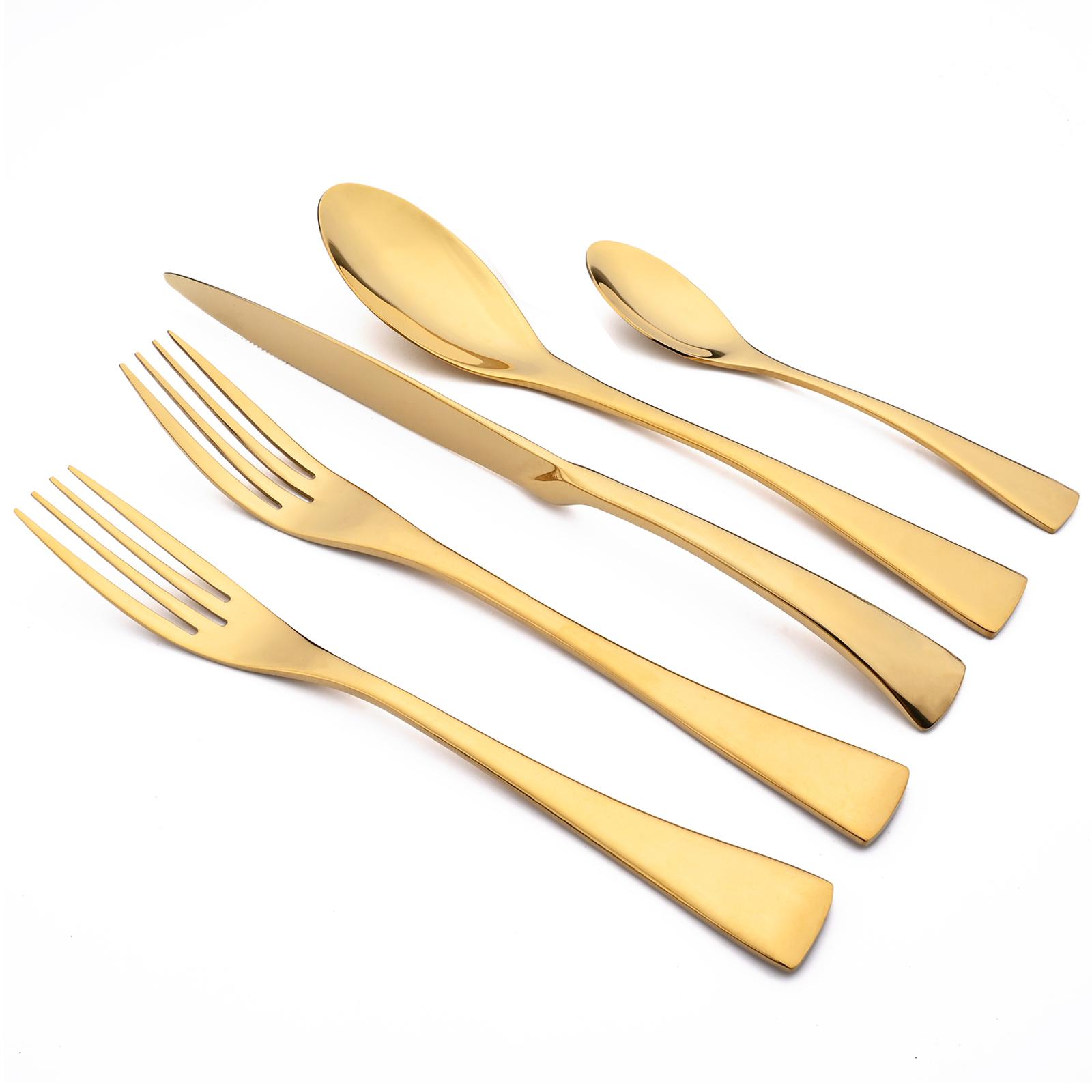 

5 шт. красочная зеркальная посуда из нержавеющей стали 304, современная роскошная посуда, чайная ложка, ужин, десертный набор столовых приборов для свадьбы, дома золотой