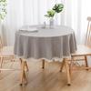 Waterproof Oil-Resistant Round Tablecloth Dining Table Or Coffee Cotton-Linen Look Modern Minimalist With Lace Trim