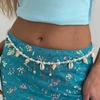 SHIXIN Bohemia Hvězdice Hřebenatka Přívěsek Pasový Řetízek Dámský Nový Trendy Imitace Perel Korálkový Článek Bikini Řetízek na Břicho Šperk na Tělo