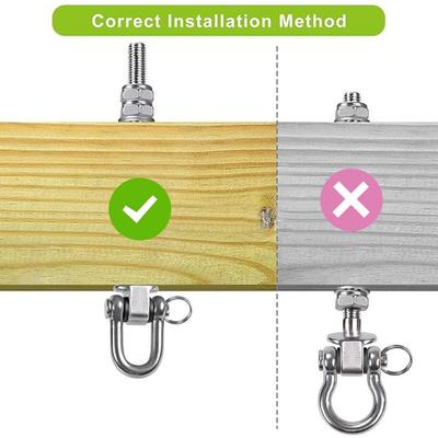 Heavy Duty Swing Hook Threaded Shaft Stainless Steel Yoga Hammock Hook Easy Installation Sandbag Hook Indoor Outdoor Playground