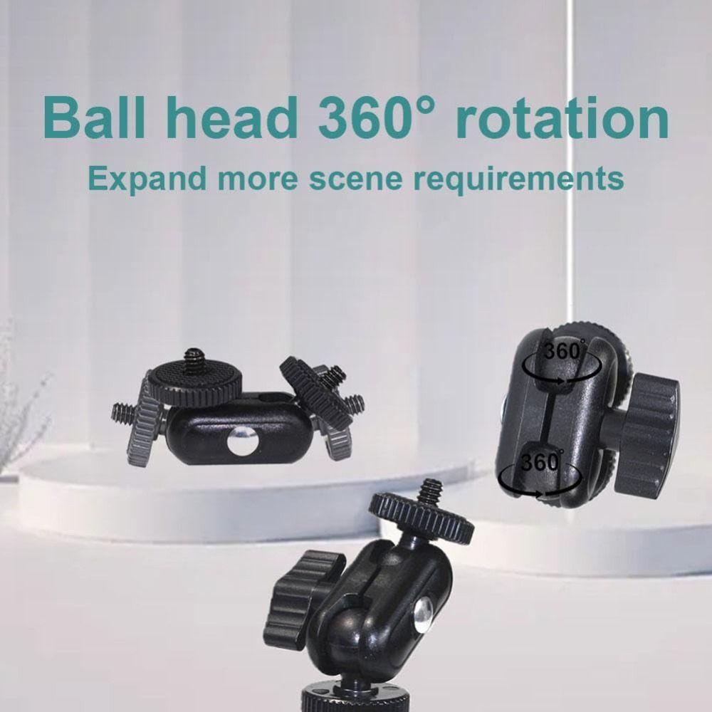 1/4''Screw Double Ball Head Bracket 360° Rotation Extend Mount  for Camera Monitor Video Light Mic