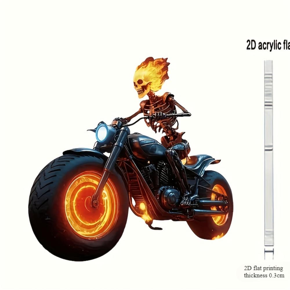 2D Flacher Schädel Motorrad Anhänger - Geeignet für Schlüsselanhänger und Rucksäcke | Langlebige Schädel Ornamente, das perfekte Geschenk für Weihnachten und Halloween