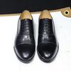 Luxury Genuine Leather Men's Oxford Dress Shoes Lace-Up Solid Cap Toe Oxfords Crocodile Print for Office Wedding Party