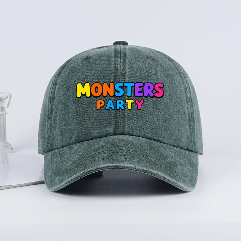 

Monsters Party Colored Washed Baseball Cap Soft, Comfortable, Lightweight, Breathable Vibrant, Playful, Retro-Washed Style Unise