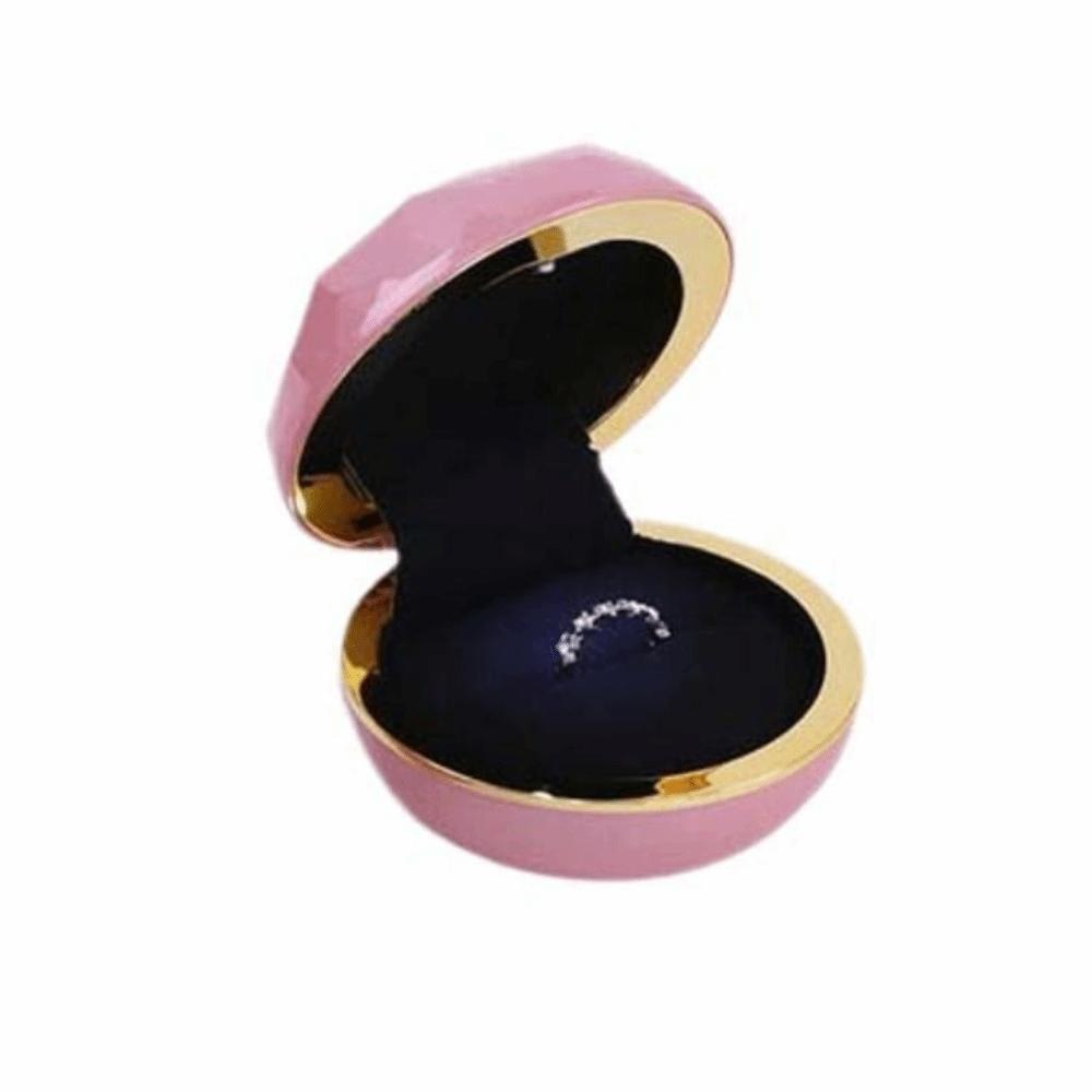 Luxury LED Ring Display Box Storage Couple Rings Holder Portable Necklace Ring Case  for Wedding