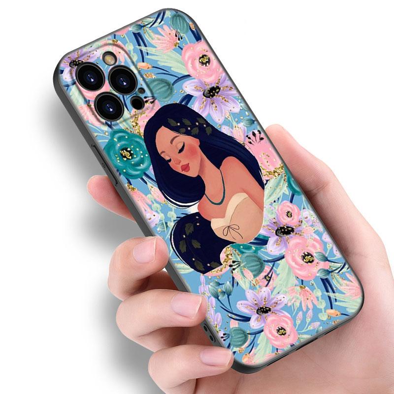 Snow White Princess Jasmine Black Silicone Phone Case For Apple iPhone 12 13 Mini 11 14 15 Pro Max 7 8 Plus X XR XS SE 2020 2022