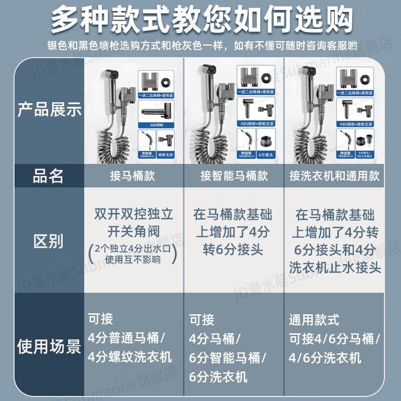 Submarine High-Pressure Bidet Sprayer Toilet Flushing Kit One Size латуни