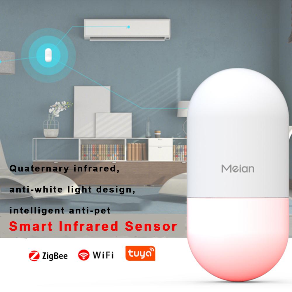 Meian Tuya Zigbee Human Motion Sensor Smart Home PIR Motion Sensor Detector Alarm Security Smart Life Works With ZigBee Gateway