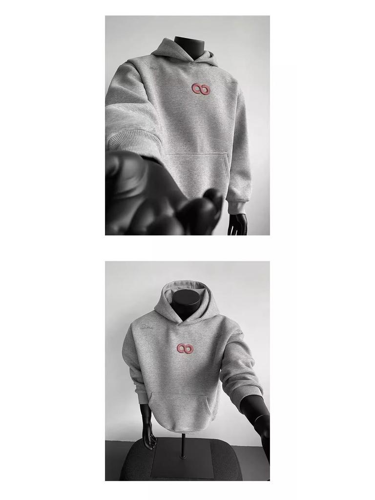 Heavyweight Embroidered Unisex Hoodie - Trendy American Casual High Street Sweatshirt for Autumn/Winter, Plus Velvet, Perfect for Couples