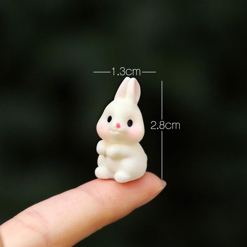 Adorable Miniature Rabbit Figurine Set for DIY Dollhouse Décor