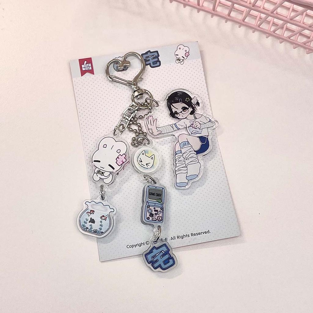 Acrylic Phone Charm Cute Girls Bag Decorative Key Ring Character Decal Book Charm Phone Lanyard Keyring Keychain
