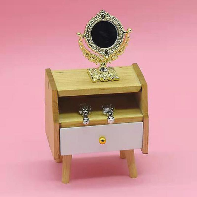 3pcs/set 1:12 Scale Dollhouse Vintage Comb Dressing Mirror For Doll House Bathroom Furniture Decor Accessories Kids Play Toys