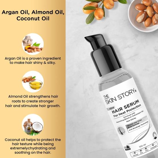 The Skin Story Heat Protection Serum | Protects Hair Up To 250°C | UV Protection | Anti-Frizz | Hair Shield | Reduces Damage | 100ml