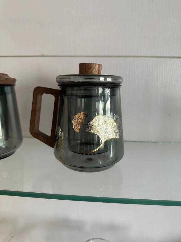 Chaxun Walnut Wood Handle Filter Glass Tea Brewing Set