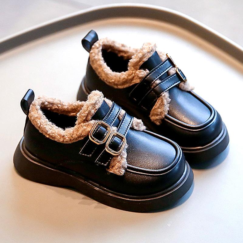Dětské 2024 Podzimní Značkové Dívčí Protiskluzové Kožené Boty Silné Plyšové Kojenecké Zimní Boty Teplé Trendy S Měkkou Podrážkou Dívčí Tenisky
