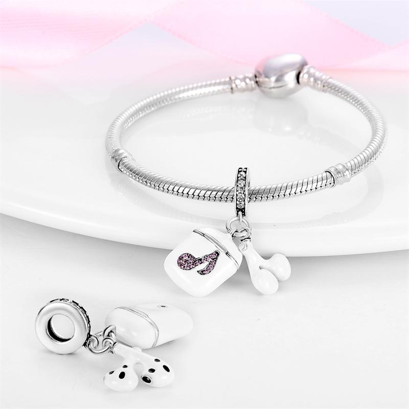 Charms 925 Originales Silver Rainbow Horse Series Charm Music Earphone Charm Fit 925 Original Bracelet Women Jewelry 