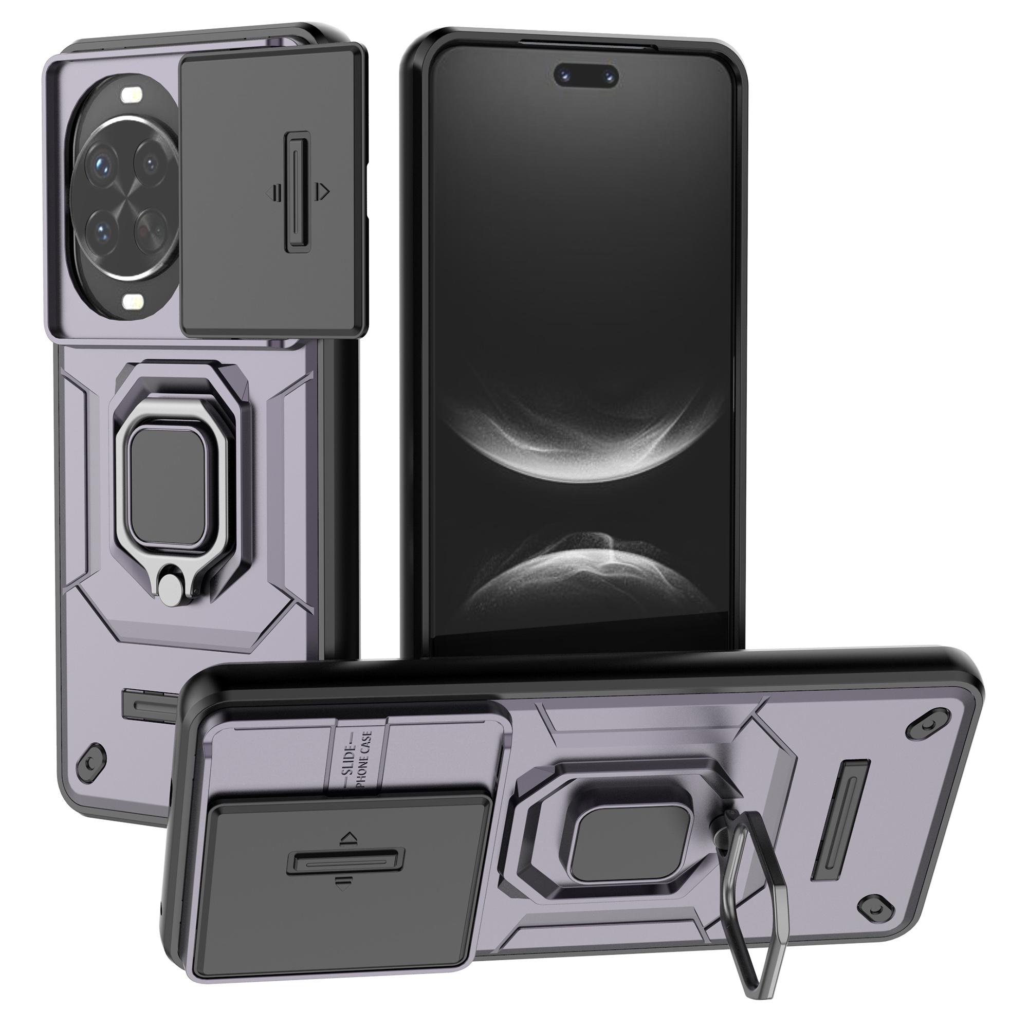 

For Huawei nova 14 Pro 5G Case PC+TPU Kickstand Phone Protector with Lens Cover Purple