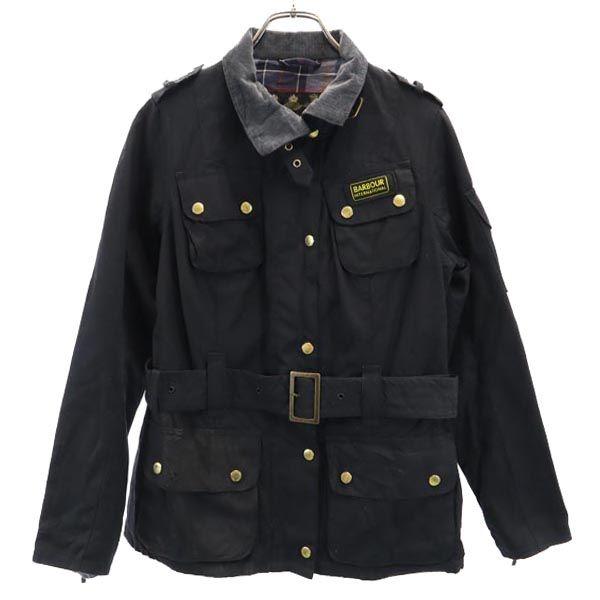 Barbour Wax Cotton Jacket 10 Black Waist Belt Women Used