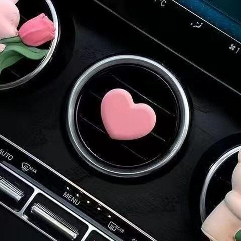 Unique Tulip Car Fragrance Diffuser Stone, Elegant Floral Car Air Vent Decoration Pendant, Light Fragrance Gift Pink Peach Heart (Unscented)