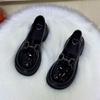 Height increase 6CM soft leather platform loafers women's 2025 autumn new patent leather muffin one pedal British leather shoes