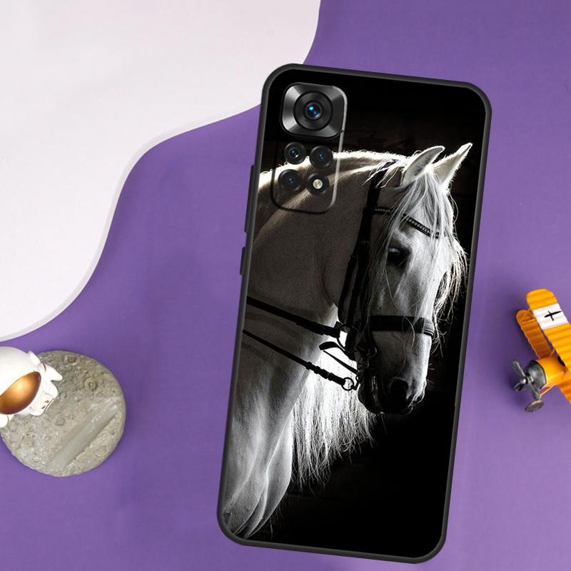 

Черно-белый чехол с лошадью для Xiaomi Redmi Note 13 Pro 14 12 9 10 11 Pro 10S 11S 12S Redmi 14C 13C 10C 12C Redmi Note 11