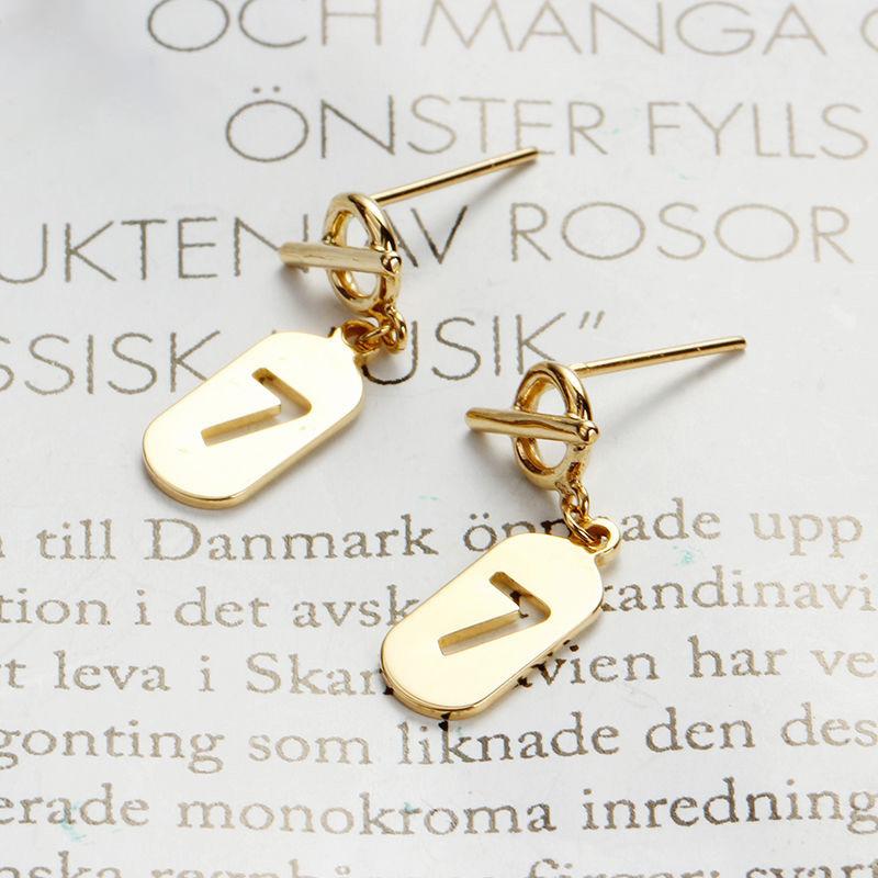 Purple Gold Number 7 Glossy Women S Earrings Color Gold Rose Gold Fashion Temperament Stud Earrings