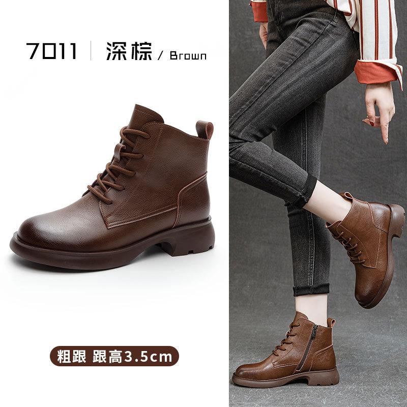 

Британские ретро кожаные ботинки Мартин женские универсальные на толстом каблуке на платформе рыцарские ботинки теплые дышащие нескользящие облегающие короткие ботинки 35