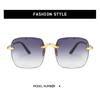 Original Square Frame Sunglasses For Women Beach Fashion Gradient Frameless Sunglass Anti Radiation Shades Branded Women's UV400 Eyeglasses
