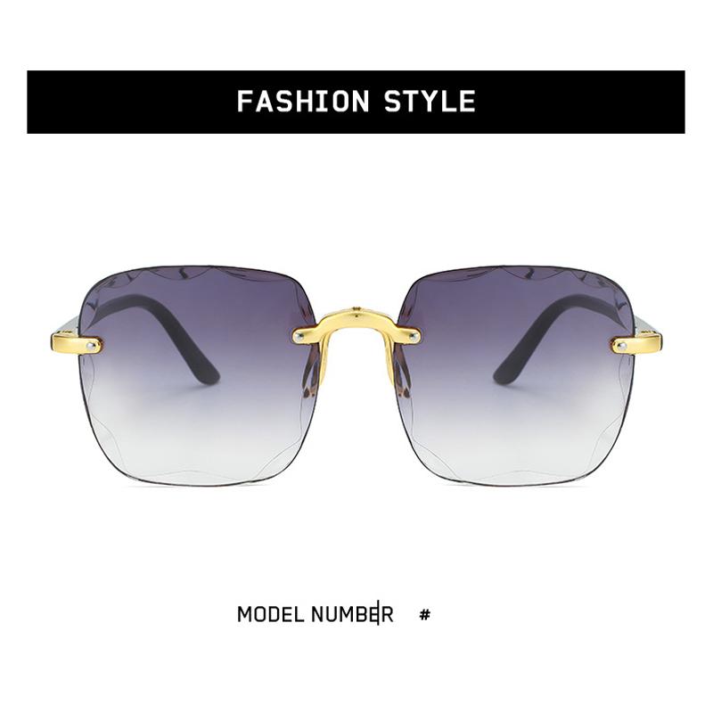 Original Square Frame Sunglasses For Women Beach Fashion Gradient Frameless Sunglass Anti Radiation Shades Branded Women's UV400 Eyeglasses