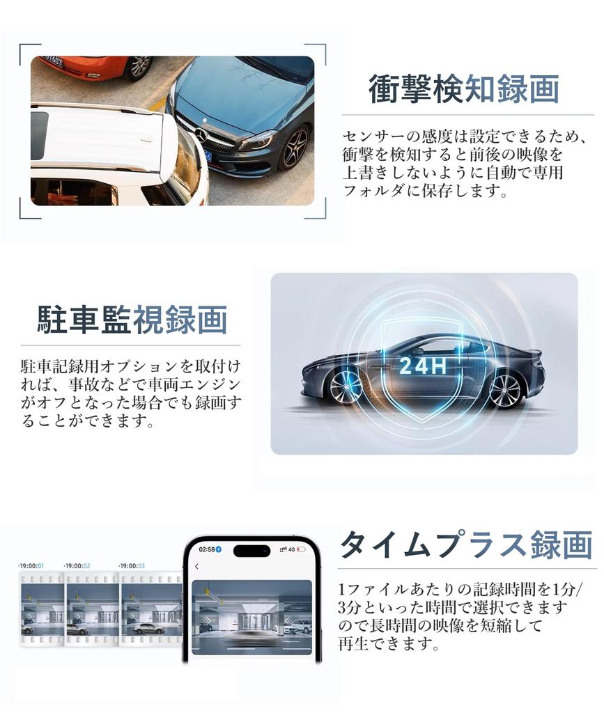 NISEKO Dash 4K Front and Rear Parking Monitoring Adjustable Front Rotating Rear Compact Car Full HD 8 HDR Interior Audio Compatible with LED Traffic